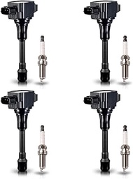 ENA Set of 4 Ignition Coil Pack and 4 Spark Plug Compatible with Nissan Suzuki Altima Cube Frontier 