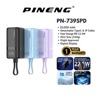 [New Arrival] Pineng PN-739SPD Compact Mini Size 20000MAH Fast Charge 22.5W with Detachable Charging