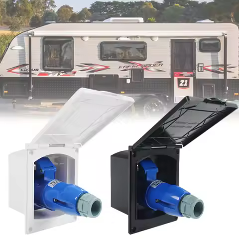 1Pc 220V-250V 16A RV External Electrical Socket With Cover Waterproof Plug Socket For Caravan Camper