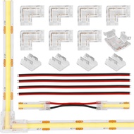 8mm 2 pin FCOB COB LED Strip Light Connector Kit, 8pcs Transparent L-Shaped Corner Connector, 4pcs I
