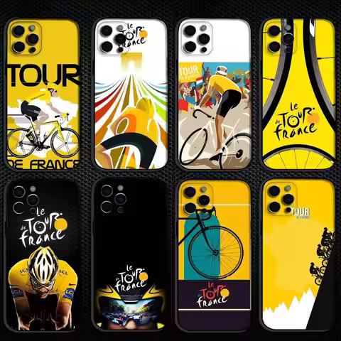 T-Tour De France Bicycle Phone Case For iPhone 16,15,14,13,12,11 Plus,Pro Max, Soft Silicone Black C