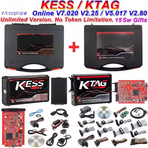 Online EU Red Kess V2 V5.017 Online 2.80 KTAG 7.020 2.25 OBD 2 Car Trucks ECU Chip Tuning Kit Unlimi