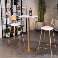 Nordic Style Coffee Bar Chairs and Tables, High Bar Stools, Modern Minimalist Bar Chairs, Small Roun