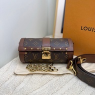 LV Louis Vuitton Papillon Trunk系列 巴比龍 帆布老花 鏈條 單肩手提斜 挎包腋下包
