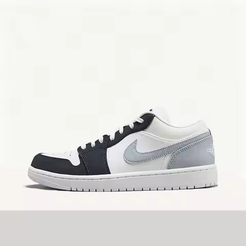 Nike Air Jordan 1 Low Comfortable and Durable Low-Top Retro Basketball Shoes Men's White/Grey/Black 