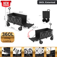 360L Wagon Trolley Camping Heavy Duty Wagon Foldable Portable Outdoor Trolley Wagon Stroller Shoppin