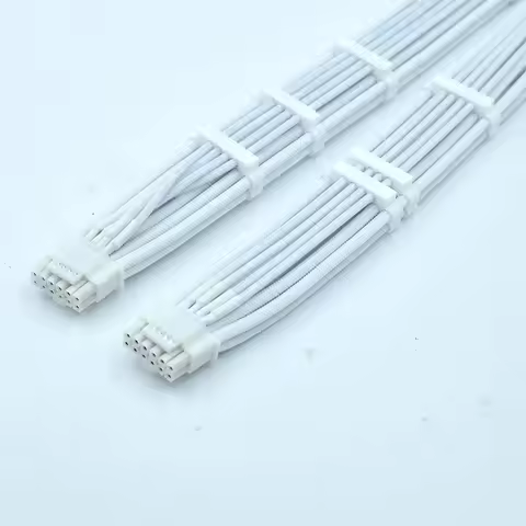 16AWG PCI-e 5.0 12VHPWR PSU 600W Silicone Wire Bright White Sleeved Cable for RTX 3090Ti/4070Ti/4080