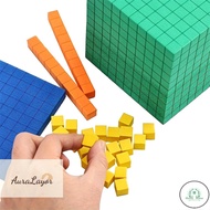 GD Ten Blocks Complete Set Kids Math Plaything Plastic Math Blocks Plastic Base Ten Set Cube Kids Ma