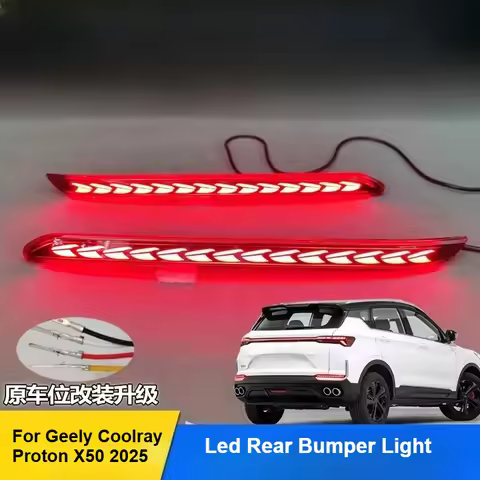 For Geely Coolray Proton X50 2025 Led Rear Bumper Reflector Light Dymanic Turn Signal Brake Lamp Tai
