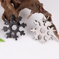 Snowflake Shape 18 in 1 Multifunctional Tool - 420 Stainless Steel Mini Keychain, Integrated Wrench,