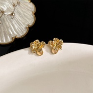 MATA JK with Cat's Eye Unique Design 3D Metal Flower Earrings Charming French StyleYANG