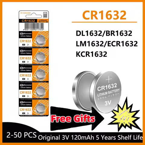 High-Capacity 5-50PCS CR1632 Lithium Button Battery DL1632 BR1632 LM1632 ECR1632 3V Coin Cells Batte
