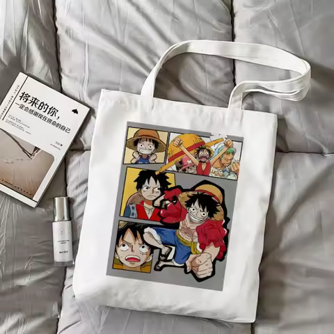 One Piece Monkey D Luffy Cartoon Handbag Canvas Shoulder Bag Eco Friendly Large Capacity Leisure Por