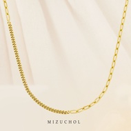 Mizuchol - สร้อยเงินแท้ชุบทองคำแท้ Golden Line Stackable Necklace (New)