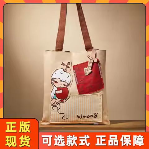 POP MART Hirono Canvas Tote Bag Single Shoulder Bag Mime Series Pop Mart Peripheral Gift For Daily C