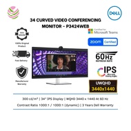 Dell P3424WEB 34" WQHD 3440 x 1440 Curved Video Conferencing IPS Monitor with 2K QHD Webcam and Dual