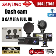 【MY Stock WIFI VERSION】3 Channel Car Mini Dashcam 3-Len HD 1080P/1296P, Dash Cam Front and Rear Insi