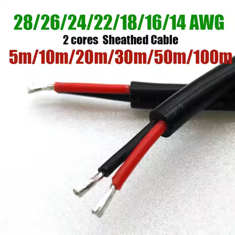 2Core Sheathed Wire 28 26 24 20 18 16 14 22AWG Flexible Insulatioin 12V LED Cable for Auto Battery L