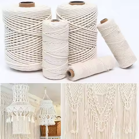 2-100M Natural Cotton Twisted Rope 1/2/3/4/5/6/8/10mm Macrame Cotton Cord Twine String DIY Craft Kni