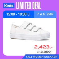 KEDS รองเท้าผ้าใบหนัง แบบสวม รุ่น TRIPLE KICK V LEATHER สีขาว ( WH61117 )