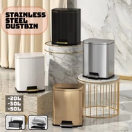 Tong sampah besar Dustbin kitchen large 50L 30L Pedal rubbish bin bertutup trash can Stainless steel