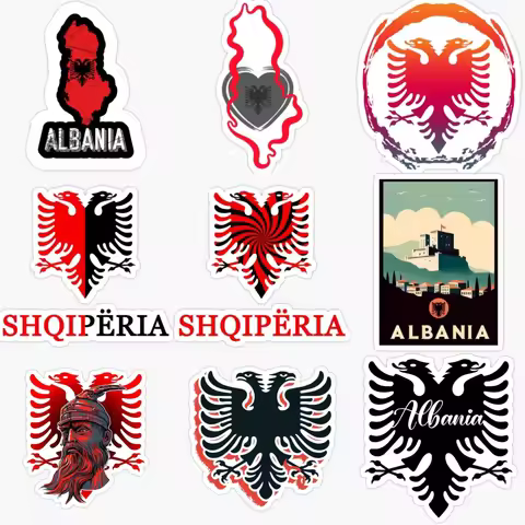 AL Albania Flag Map National Emblem Eagle Creative Sticker for Decorate Car Bicycle Truck Wall Windo