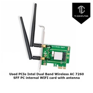 Used PCIe Intel Dual Band Wireless AC 7260 SFF PC internal WIFI card with antenna