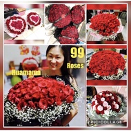 SAME DAY DELIVERY!!! 99 Red Roses Fresh Flower Bouquet | HUAMAMA