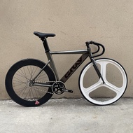 ☂GRAY F15 Fixed Gear Bike Aluminum Alloy Frame Fixie Track Bicycle With 700C Flip-flop Rear Whee ☪☾