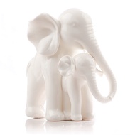 Jingdezhen Ceramics Mother and Baby Siamese Elephant Bone New Chinese Home Decoration Pure White Ele