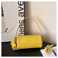 {Follow Collar 2} Boston Cylinder Bag Lychee Pattern Shoulder Messenger Bag Pillow Bag Cylinder Fema
