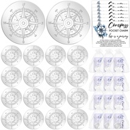 Beeveer 50 Sets Compass Pocket Tokens Gifts Alloy Round Compass Include 50 Pcs Compass Pocket Charm 