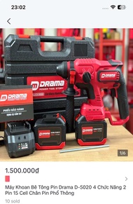 Máy khoan bê tông drama 5020 chân pin phổ thông thiết kế nhỏ gọn vừa tay lực đập mạnh pin siêu to pi