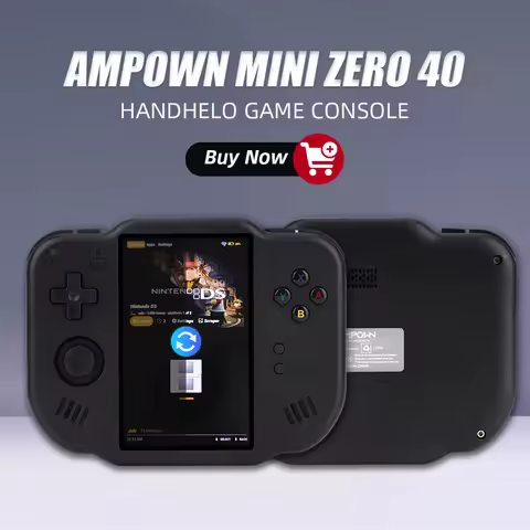 AMPOWN MagicX Mini Zero 40 Portable Retro Video Game Consoles 4.0 Inch IPS Touch Screen Handheld Gam