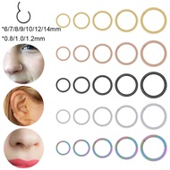 1 PC Stainless Steel Nose Ring Colorful Nostril Piercing Circle Septum Ring 16/18/20G Nose Clicker S