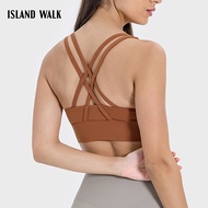 ISLAND WALK Sports Top with Padding Women Yoga Bra High Impact Cross Back Running Workout Tops Plus 