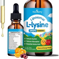 Liposomal L-Lysine 1000MG Liquid Drops for Kids & Adults, Lysine Supplement with Calcium, GABA, Vita