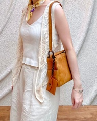 二手 Salvatore Ferragamo Gancini 駝棕色麂皮皮革 側肩包