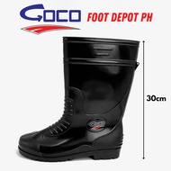 Goco 968 Black Rainboots Safety Rubber Durable Flexible Rain Boots Anti Slip 30cm Height Men / Women