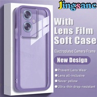 Jingsanc [có tấm dán bảo vệ ống kính] ốp màu tím cho oppo a98 a79 a78 a77 a58 reno 11 10 8z 8 7z 7 6