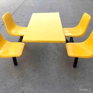 LP-6 YU🥤Student Canteen Tables and Chairs Four-Seat Fiberglass Dining Table Canteen Table &amp; Chair Combination Canteen Fa