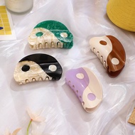 New Style Large Acetate Gossip Clip Semicircle Yin Yang Back Head Shark Clip Classy Tai Chi Chinese 