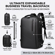 40L Expandable Business Travel Backpack 17 inch Laptop Bag Waterproof Large Capacity Suitcase Bag Be