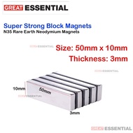 50mm x 10mm x 3mm Magnet N35 Rare Earth Neodymium Magnet Strong Magnet Rectangular Magnet