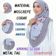 Tudung Sarung Amiera Corak Flora Instant hijab 2Layer with metal tag and Diamond