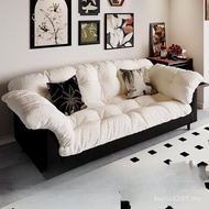 Big Three Sofa Double Sofa Camellia Row Small Apartment Ready Stock Rental House Solid Wood Living R