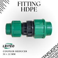 LRITEO Brand HDPE Reducer Coupler Fitting Size 50 x 32 mm HDPE Pipe Connection