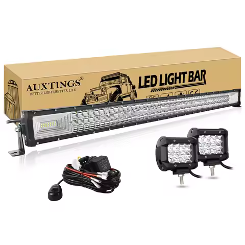 7D 22- 52in 270W-675W Off Road LED Light Bar with 2x36W Work Light Wire Kit 12V 24V Led Bar for Car 