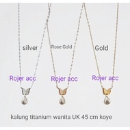 RB847. UK women's titanium necklace 45 cm koye butterfly motif
