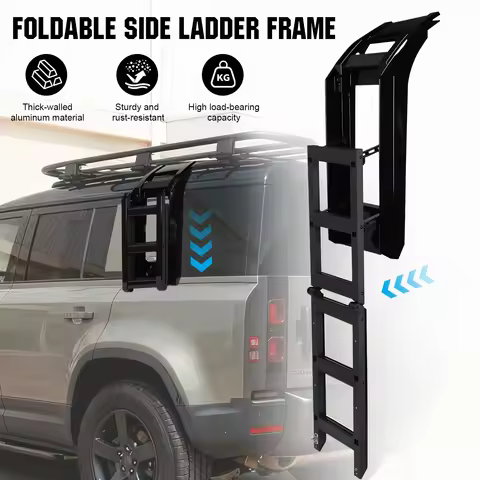 Foldable Lift Ladder Aluminum Alloy Telescopic Deployable Side Ladder for Land Rover Defender 90/110